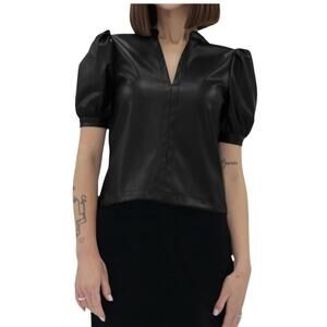 NEW ANOTHER LOVE kalia faux leather top in black